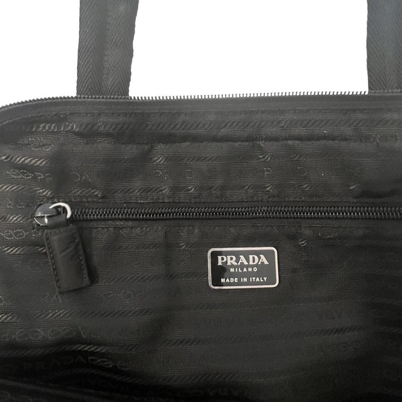Prada Tessuto Black Satchel Casual Tote Office School Book Bag Medium - Picture 9 of 16